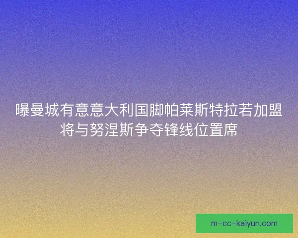 曝曼城有意意大利国脚帕莱斯特拉若加盟将与努涅斯争夺锋线位置席